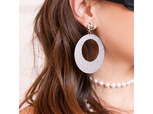 Cercei clips Cercuri argintii cu sclipici