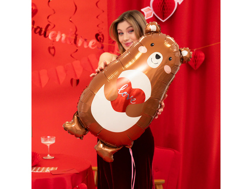 Balon folie ursuleț Teddy cu inimă - 48x79 cm - 1 buc.