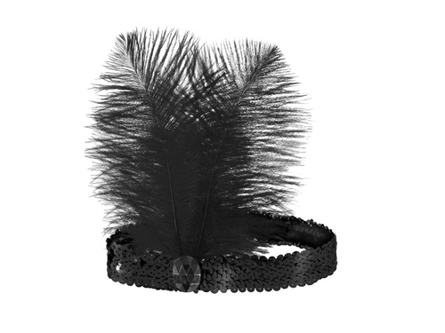 Bentiță retro din anii '20 negru - 1 buc.