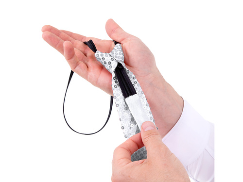 Cravată cu paiete - argintiu - 36 cm - 1 buc.