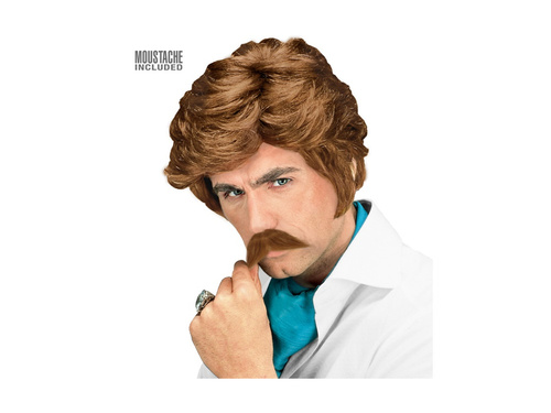 Peruca Playboy maro deschis cu mustață