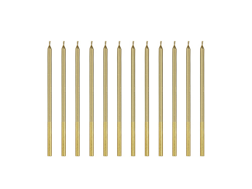 Lumânări aniversare de aur - 14 cm - 12 buc.