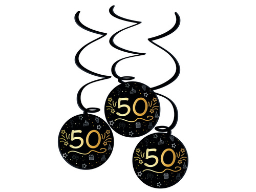 Porci de decor agățat pentru fifties negru - 3 buc.