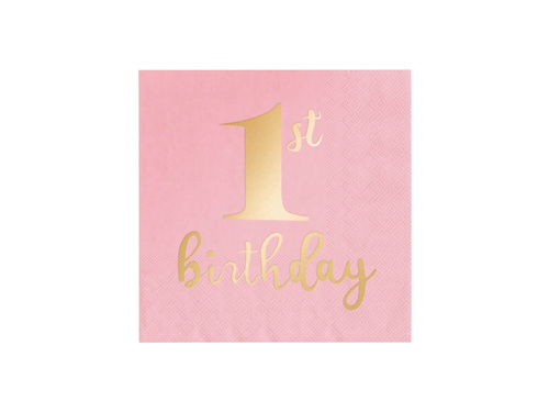Șervețele pentru prima zi de naștere roz - 33 cm - 10 buc.