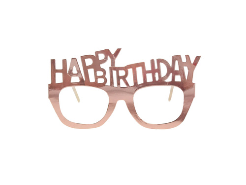 Pahare Happy Birthday roz auriu - 4 buc.