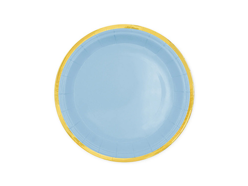 Farfurii albastre cu margine aurie - 18 cm - 6 buc.