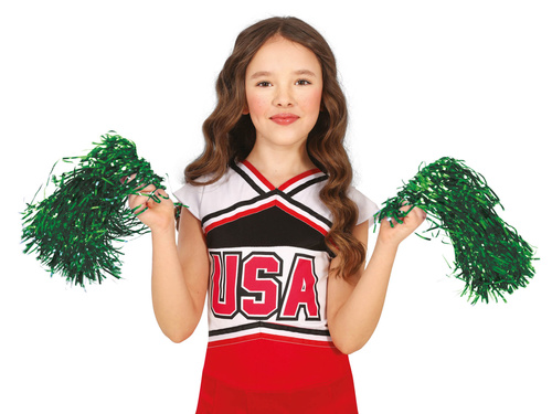 Pompoane verzi pentru majorete - 2 buc.