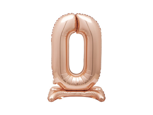 Balon folie în picioare numărul 0 roz auriu - 76 cm - 1buc.