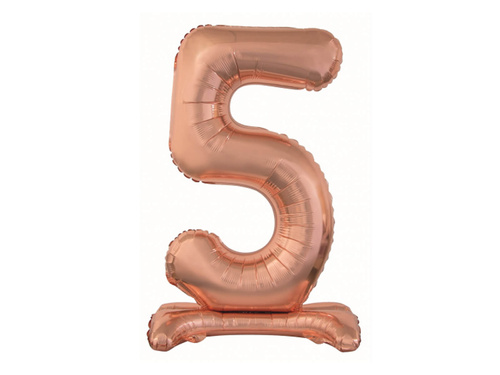 Balon din folie în picioare numărul 5 roz auriu - 74 cm