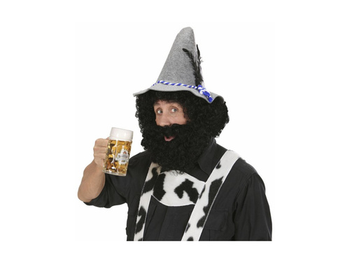 Knecht Ruprecht peruca neagră cu barbă