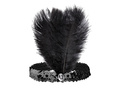 Bentiță retro neagră cu pene și paiete - 1 buc.