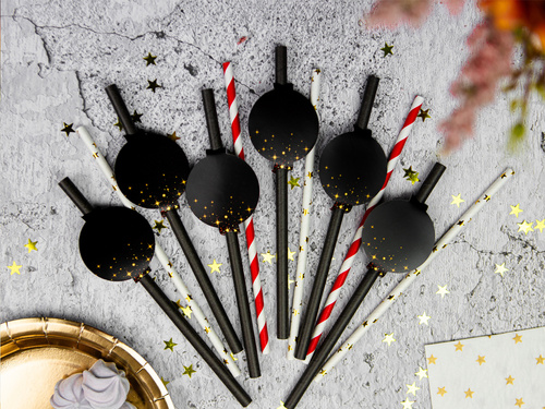 Paie neagră strălucitoare - 6 buc.