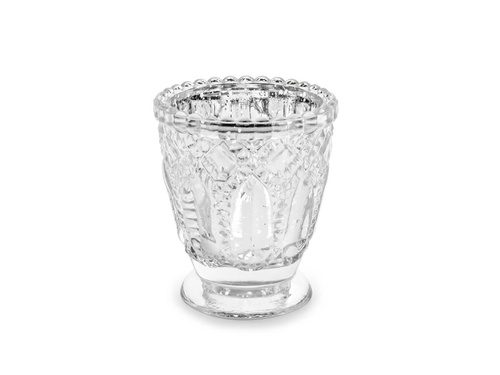 Suporturi de lumânări din sticlă - argintiu - 8 cm - 4 buc.