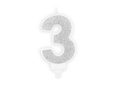 Lumânare numerică cu sclipici - 3 - 1 buc.
