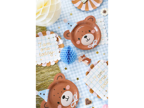 Farfurii aniversare Cap de ursuleț de pluș - 21 x 23 cm - 6 buc.