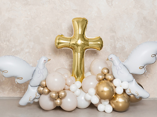 Balon din folie cu cruce aurie - 63 x 91 cm - 1 buc.