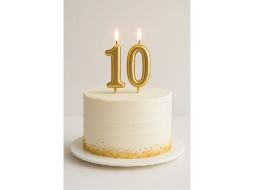 Lumânări numerice aurii - 10 - 2 buc.