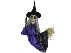 Decorațiune de agățat Vrăjitoare pe mătură - 75 cm - 1 buc.