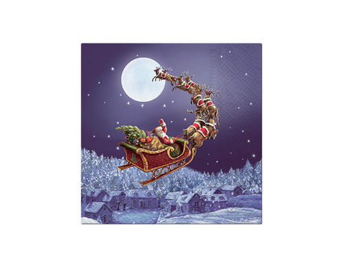 Șervețele de Crăciun cu sania lui Moș Crăciun - 33 cm - 20 buc.