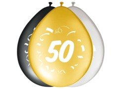 Baloane tipărite pentru a 50-a aniversare - 30 cm - 8 buc.