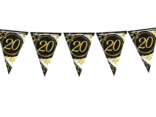 A douăzecea aniversare steag negru banner - 300 cm - 1 buc.