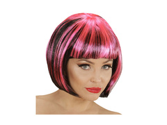 Peruca neagră și roz cu accente la modă
