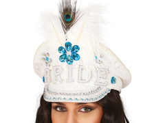 Șapcă de mireasă cu cristale și pene - 1 buc.