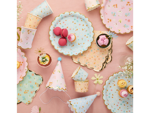 Farfurii de hârtie în flori - 23 cm - 8 buc.