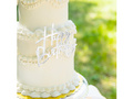 Topper lateral pentru tort Happy Birthday - argintiu - 1 buc.