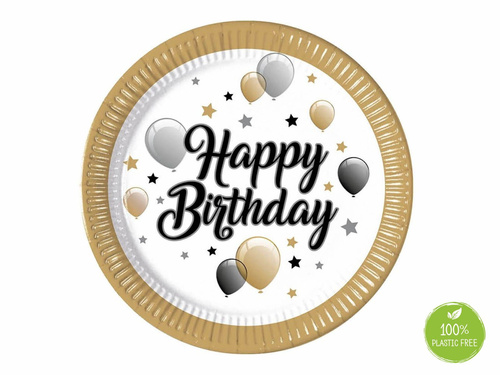 Farfurii aniversare Baloane și stele Happy Birthday - 23 cm - 8 buc.