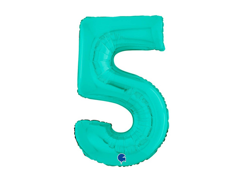 Balon din folie numărul 5 turcoaz - 26" - 1 buc.
