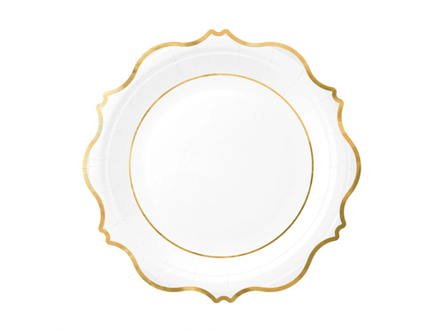 Farfurii albe cu margine aurie - 18 cm - 6 buc.