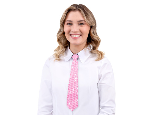 Cravată cu paiete - roz deschis - 36 cm - 1 buc.