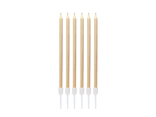 Lumânări aniversare metalice aurii - 13,5 cm - 6 buc.