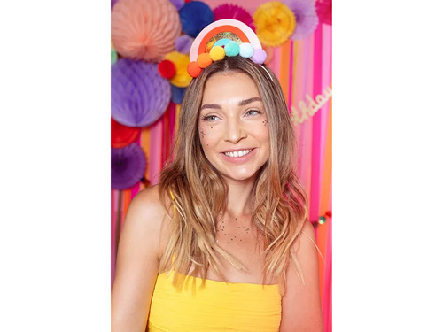 Bentiță curcubeu cu pompoane - 1 buc.