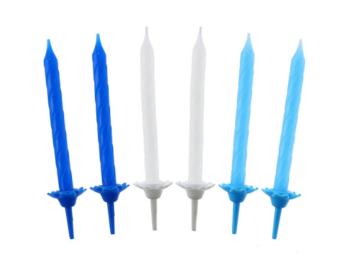 Lumânări aniversare albastru, alb și albastru marin - 24 buc.