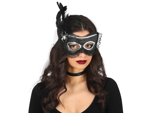Mască de carnaval neagră cu păianjen - 1 buc.