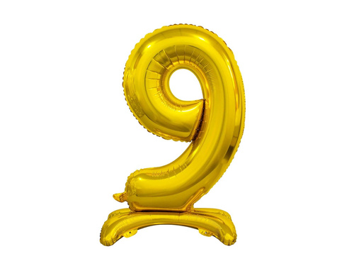 Balon din folie în picioare numărul 9 auriu - 74 cm