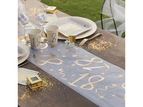 Suport de masă imprimat pentru aniversarea a 18 ani - 18 cm x 5 m - 1 buc.