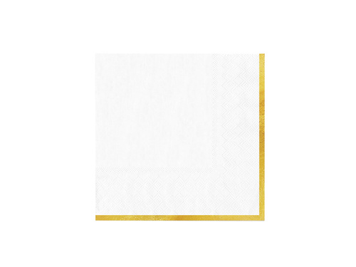 Șervețele de hârtie albe cu margine aurie - 33 cm - 10 buc.