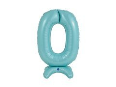 Balon din folie în picioare numărul 0 albastru pastel - 64 cm - 1 buc.