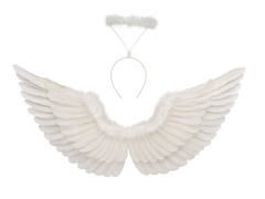 Set de aripi de înger alb 68 x 33 cm și Aureole