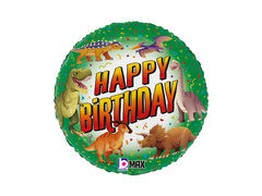 Balon de folie Happy Birthday Dinosaurs - 35x35 cm - 1 buc.