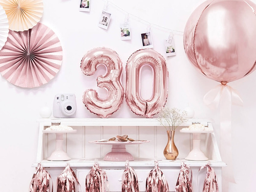 Balon din folie numărul 3 roz auriu - 35 cm