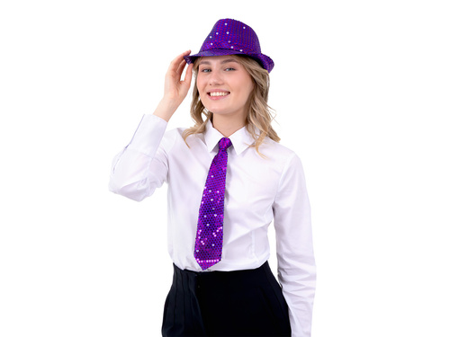Cravată cu paiete - violet - 36 cm - 1 buc.