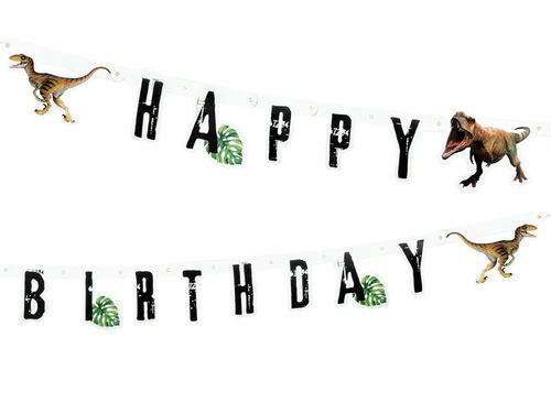 Banner T-Rex La mulți ani - 205 cm - 1 buc.
