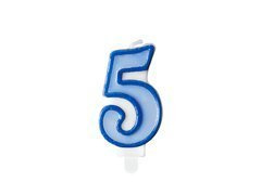 Lumânare numărul cinci 5 albastru - 1 buc.