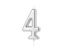 Lumânare cu număr argintiu - 4 - 1 buc.