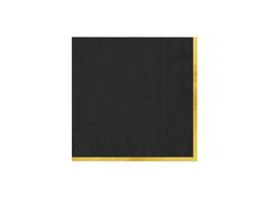 Șervețele de hârtie negre cu margine aurie - 33 cm - 10 buc.