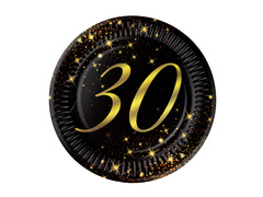 Farfurii de hârtie strălucitoare pentru a 30-a aniversare - 18 cm - 6 buc.